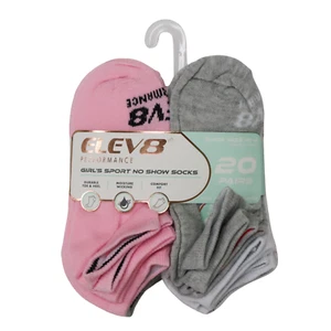 ELEV8 Performance Girl's Sport No Show Socks 10-4 20 Pairs - Picture 1 of 5