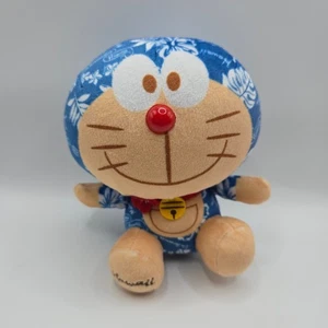 Doraemon Plush Hawaii Limited Edition Blue Floral Hawaiian Print Collectible - Picture 1 of 4