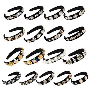 Vintage Women for Rhinestone Hband Luxury Baroque Queen Tiara Wide Headband - Picture 1 of 9