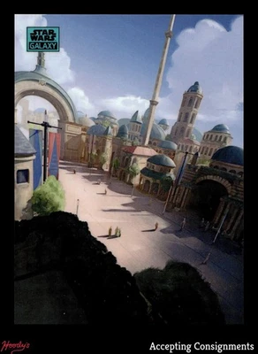 2024 Topps Chrome Star Wars Galaxy Art of Naboo Aqua Refractor Theed Street /199 - Image 1 of 2