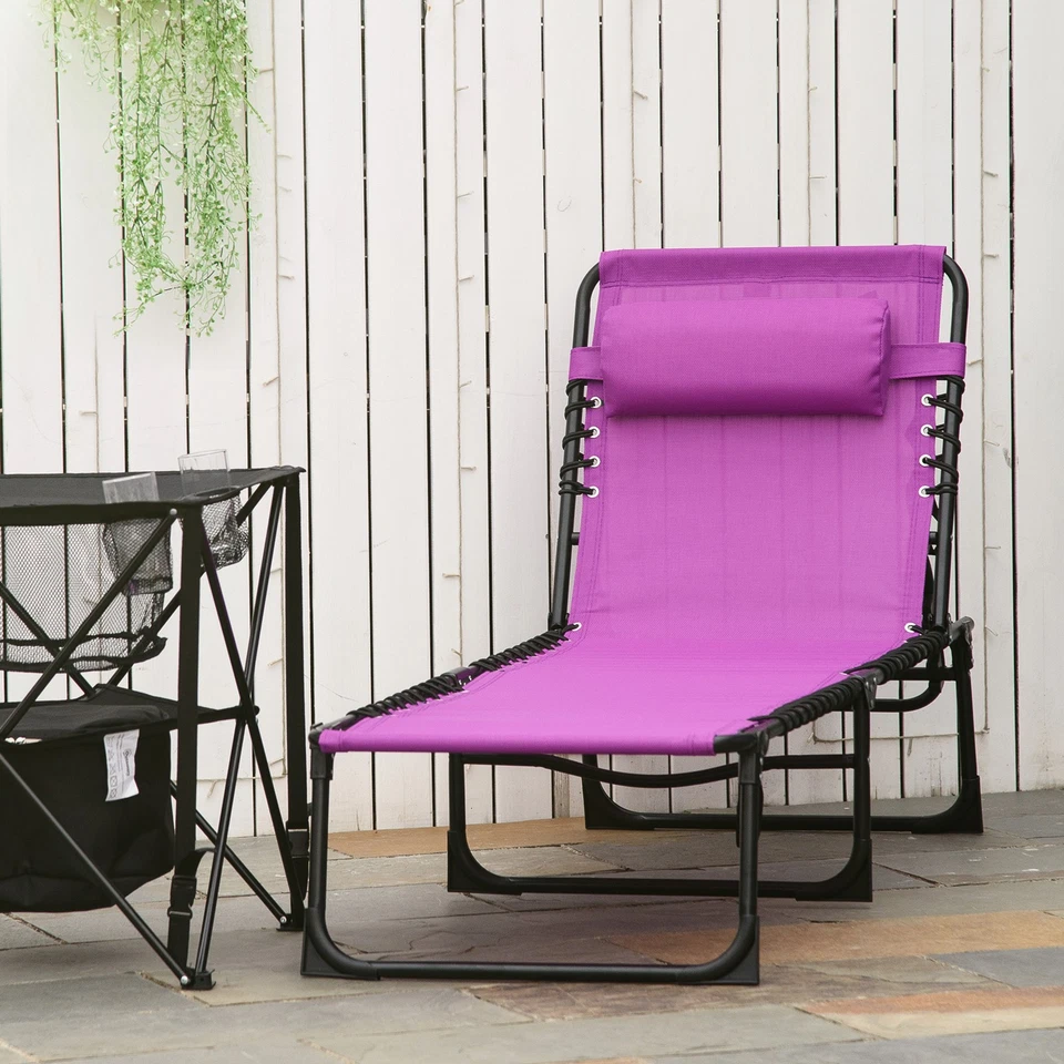 Silla de playa plegable Outsunny chaise lounge 4 posiciones ajustables Foto 1 de 1
