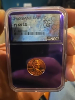 1960 Small Date 1 Cent PF 68 RD NGC Grading Company  - Image 1 of 4