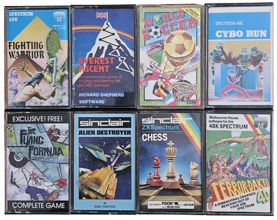 Paquete de juegos ZX Spectrum lucha guerrero terror-Daktil fórmula voladora ajedrez - Imagen 1 de 3