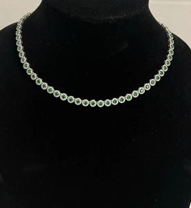 Rachel Zoe Tennis Necklace Cubic Zirconia Green New - Picture 1 of 24