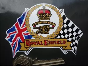 ROYAL ENFIELD Flags Scroll Classic Helmet Motorcycle STICKER Bullet Continental - Picture 1 of 1