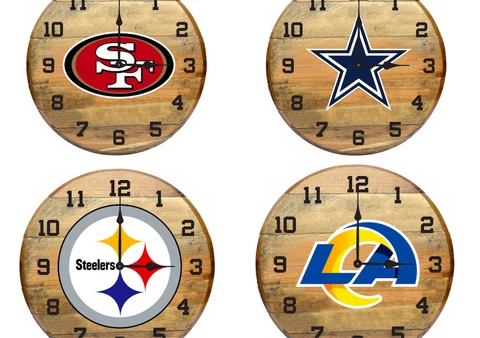 NFL Licensed 21" Authentic Kentucky Oak Barrel Wall Clock / 30 TEAMS AVAILABLE Cover