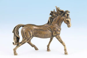 Chino bronce fundición a mano fortuna caballo estatua netsuke mesa decoración - Imagen 1 de 6