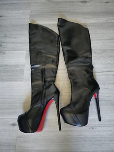 Extrem Plateau Stiefel Echtleder Overknee Gr. 40 sexy Sharlene Made in Italy - Bild 1 von 12