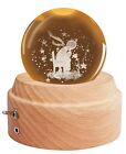 Boîte à musique rotative Yibaision, boule de cristal, éclairage indirect, base en bois avec