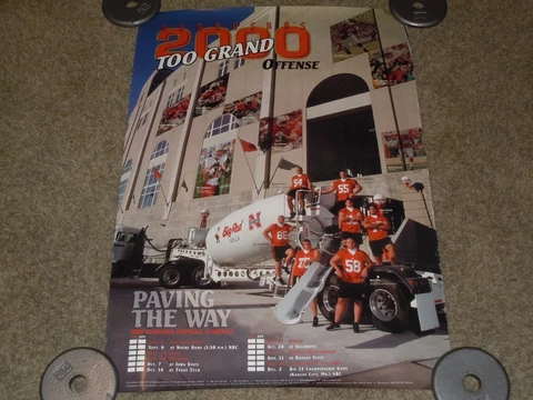 Vtg 2000 Nebraska Football Schedule Poster PAVING THE WAY Cornhuskers huskers Cover