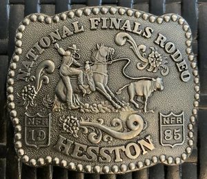 Hebilla de cinturón Hesston 1985 finales nacionales rodeo NFR edición limitada coleccionistas - Imagen 1 de 7