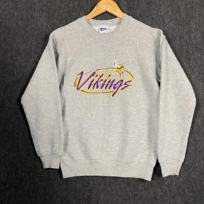 Minnesota Vikings Pro Player Mens Small Pullover Sweatshirt Grey Crew Neck Vtg - Image 1 of 4