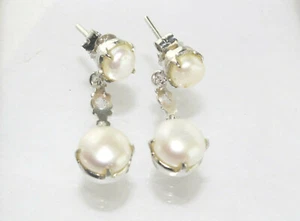 Pearl Dangling Fancy Earring 925 Silver - Picture 1 of 6