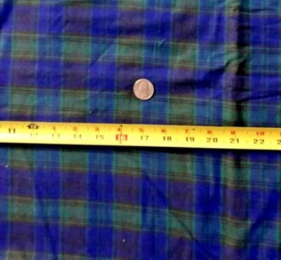  Reloj Negro/Campbell Tartán Azul/Verde Tejido Algodón a Cuadros 2 1/2 yardas  Foto 1 de 3