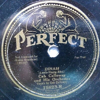 78 rpm Perfect 15623, Cab Calloway, Dinah, Tell the World, jazz blues, V Foto 1 de 3