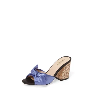 Shellys London Dannell Blue Satin knot glittering block heel Slide Mule Sandals - Picture 1 of 1
