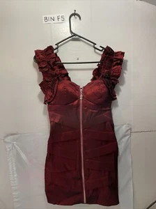 Entry Red Ruffle Sleeves Mini Dress women’s size L - Picture 1 of 5