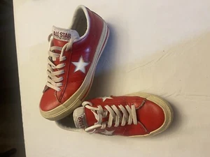 Vintage OG Converse One Star Leather Shoes Size 5 Red/White . All Leather . - Picture 1 of 6
