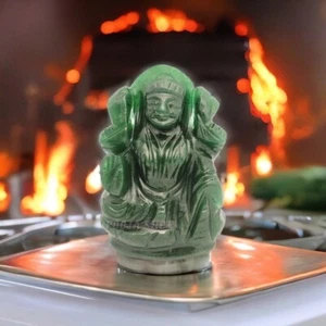 Laxmi Idol Hindu Goddess Lakshmi Statue With Green jade Stone Ma lakshmi Murti - Picture 1 of 5
