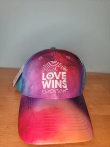 Rainbow Love Wins Hat Tye Dye Cap LGBTQ Studio 71 Peace Love Happy Fun Joy beach - Picture 1 of 9