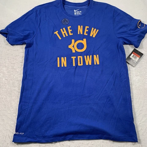 Golden State Warriors Shirt Mens Large Blue Kevin Durant New KD In Town NBA Nike Cover