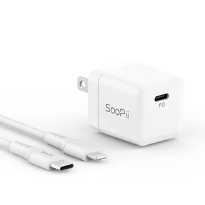 SooPii USB C Charger, 20W PD Fast Charger Mini Power Adapter with Foldable Plug - Photo 1 sur 11