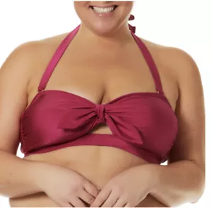 TIME & TRU Tie Front Halter Removable Strap Pink Swim Suit Top Women XL (16-18) - Picture 1 of 2
