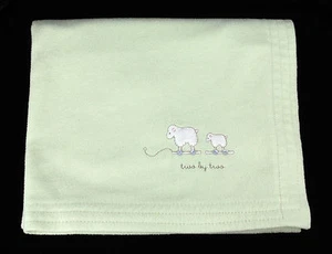 Stacy Claire Boyd Two by Two Lambs Sheep Green Baby Blanket - Picture 1 of 1
