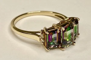 Anillo de cóctel vintage años 80 oro 10K topacio místico diamante acento talla 7 - Imagen 1 de 21