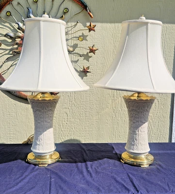 Lenox Woodland Collection Table Lamps Ivory and Gold Works - Set of 2 (retired) - Image 1 of 4