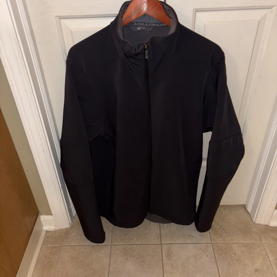 Chaqueta negra grande Solomon Soft Shell para hombre bolsillos con cremallera completa Foto 1 de 4