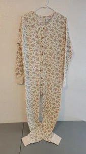 Vtg Duofold One Piece Long John Wool Unionsuit Floral Butt Flap Cottagecore XL - Picture 1 of 11