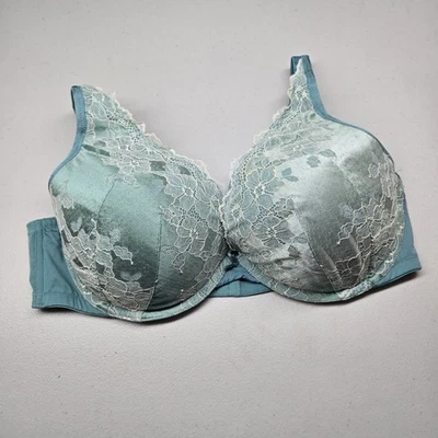 Cacique Women Bra 42DD Blue Boost Plunge Underwired Lace Strap - Image 1 of 4