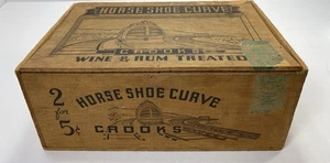 Antique Wood Horseshoe Curve Crooks Wine Rum Treated Wood Cigar Box Train Nice! - Picture 1 of 24