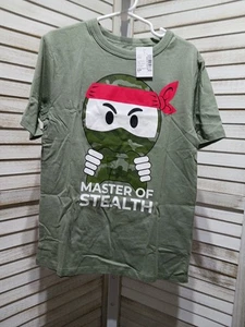 The Childrens Place Boys Shirt Size Small Green Ninja Graphic Short Sleeves - Picture 1 of 11
