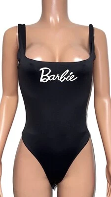 Barbie X Forever 21 Black Logo Bodysuit Work Out Sm Beach vacay Cosplay Costume - Imagem 1 de 3