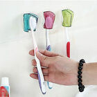 Plastic Wall Mounted Toothbrush Holder With Cover Case For Bathroom Multicolor