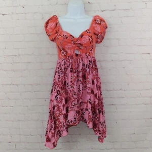 Free People Top Womens XS La Bamba Babydoll Hawaiian Sunset Asymmetrical Tunic - Picture 1 of 10