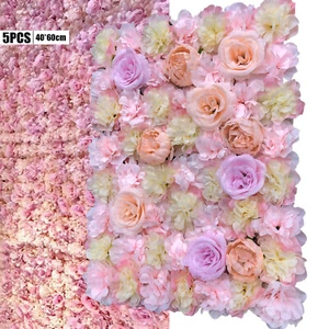 Paneles de pared de flores artificiales de 5 piezas decoración de boda paneles de pared de flores artificiales - Imagen 1 de 10