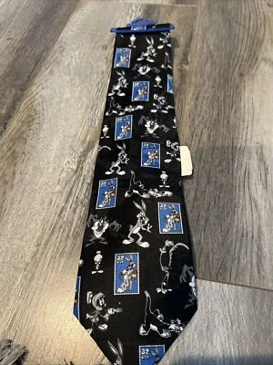 Corbata Looney Tunes 1997 Colección de Estampillas Gris Medley Bugs Bunny Taz Novedad   Foto 1 de 4