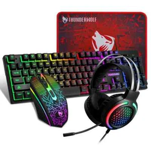Rainbow RGB Gaming Klawiatura i mysz Zestaw słuchawkowy USB PS4 Xbox One PC Laptop - Zdjęcie 1 z 1