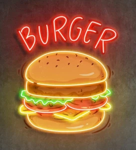 hamburger negozio vetrina hamburger insegna neon personalizzata stampa uv grafica - Foto 1 di 1