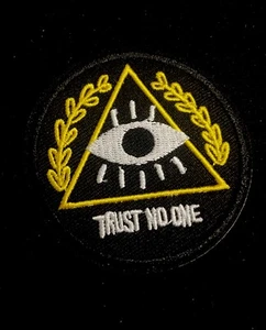 TWO 2.5” DIY Trust No One” Sew On Iron On Patch Embroidered Badge Fabric  BOGO - Picture 1 of 5