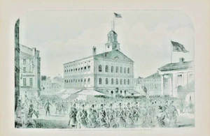 Civil War Faneuil Hall MS Regiment Volunteers 1861 Harpers Weekly Engraving - Picture 1 of 1