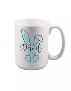 Blue Bunny Name Easter Day Mug 15oz - Picture 1 of 1