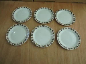 6 x Vintage Alfred Meakin Glo-White Random pattern side plates 18 cms dia - Picture 1 of 18