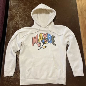 Maybe Today NYC Hoodie Ivory/Cream “MAYBE” with Rose Logo Size Small 100% Cotton - Picture 1 of 8