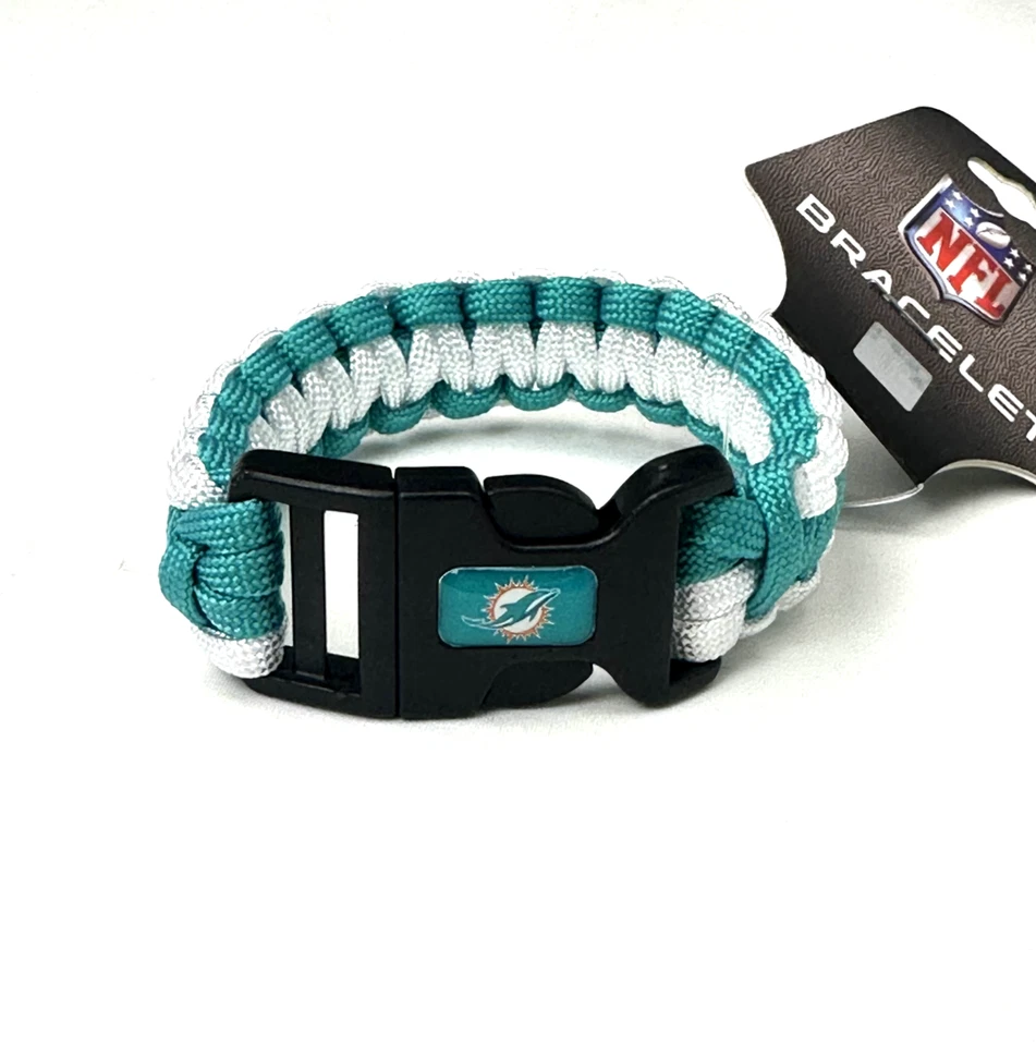 Miami Dolphins Paracord 生存手链运动珠宝带 NFL 足球 — 第 1/1 张图片