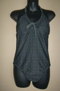 CONVERSE ONE STAR BLACK GRAY HALTER 1PC BATHING SUIT SWIMSUIT SIZE M - Picture 1 of 9