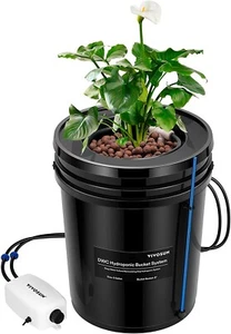 VIVOSUN 1 Bucket 5 Gal DWC Hydroponics Grow System w/ Top Drip Kit - Picture 1 of 7